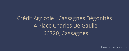 Cr&eacute;dit Agricole - Cassagnes B&eacute;gonh&egrave;s
