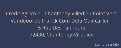 Crédit Agricole - Chantenay Villedieu Point Vert Vandeoorde Franck Com Deta Quincailler