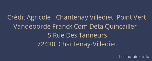 Cr&eacute;dit Agricole - Chantenay Villedieu Point Vert Vandeoorde Franck Com Deta Quincailler
