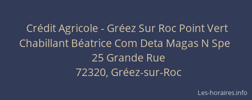 Cr&eacute;dit Agricole - Gr&eacute;ez Sur Roc Point Vert Chabillant B&eacute;atrice Com Deta Magas N Spe