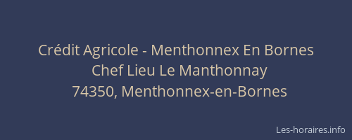 Crédit Agricole - Menthonnex En Bornes