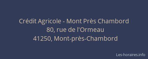Crédit Agricole - Mont Près Chambord