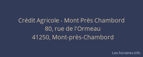 Cr&eacute;dit Agricole - Mont Pr&egrave;s Chambord