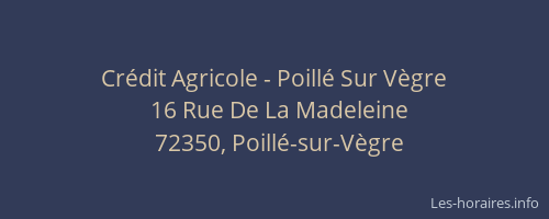 Cr&eacute;dit Agricole - Poill&eacute; Sur V&egrave;gre