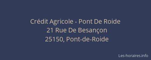 Cr&eacute;dit Agricole - Pont De Roide
