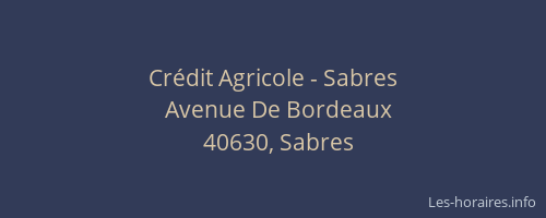 Cr&eacute;dit Agricole - Sabres