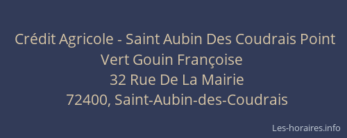 Crédit Agricole - Saint Aubin Des Coudrais Point Vert Gouin Françoise