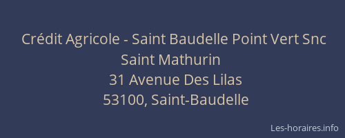 Cr&eacute;dit Agricole - Saint Baudelle Point Vert Snc Saint Mathurin