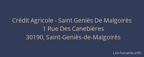 Cr&eacute;dit Agricole - Saint Geni&egrave;s De Malgoir&egrave;s