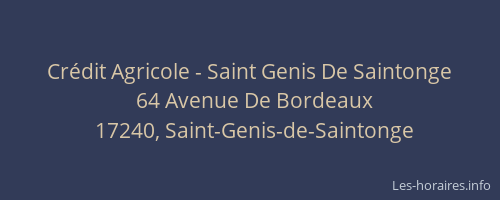 Crédit Agricole - Saint Genis De Saintonge