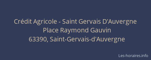 Crédit Agricole - Saint Gervais D'Auvergne