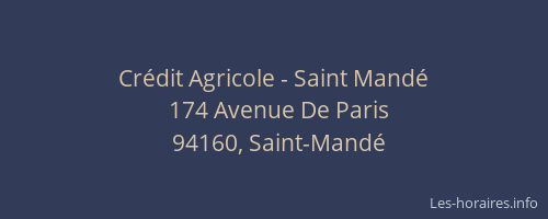 Cr&eacute;dit Agricole - Saint Mand&eacute;