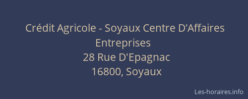 Cr&eacute;dit Agricole - Soyaux Centre D'Affaires Entreprises