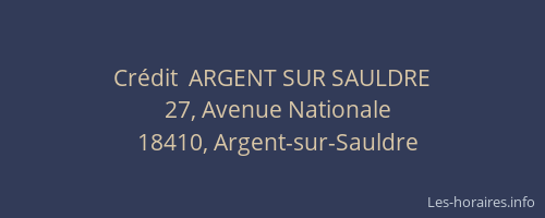 Cr&eacute;dit  ARGENT SUR SAULDRE