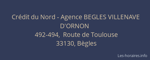 Cr&eacute;dit du Nord - Agence BEGLES VILLENAVE D'ORNON