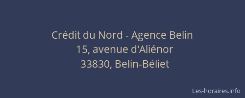 Cr&eacute;dit du Nord - Agence Belin