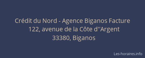 Crédit du Nord - Agence Biganos Facture