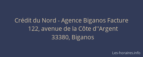 Cr&eacute;dit du Nord - Agence Biganos Facture
