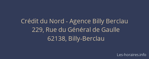 Cr&eacute;dit du Nord - Agence Billy Berclau