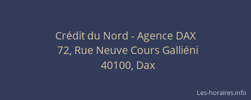 Cr&eacute;dit du Nord - Agence DAX