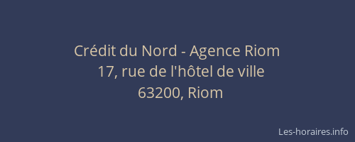 Cr&eacute;dit du Nord - Agence Riom