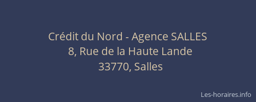 Cr&eacute;dit du Nord - Agence SALLES