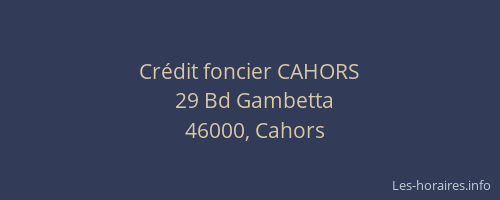 Crédit foncier CAHORS