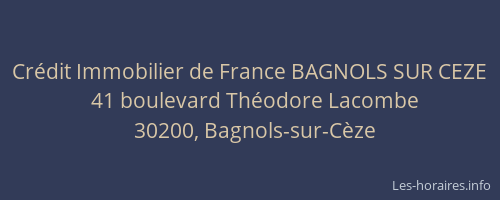 Cr&eacute;dit Immobilier de France BAGNOLS SUR CEZE