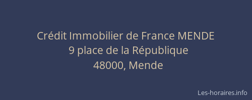 Cr&eacute;dit Immobilier de France MENDE