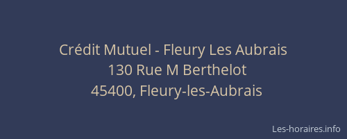 Crédit Mutuel - Fleury Les Aubrais