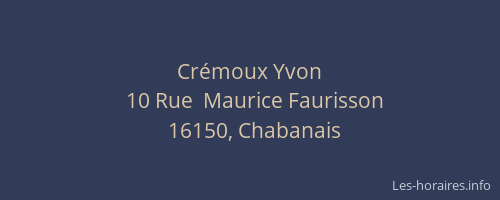 Cr&eacute;moux Yvon
