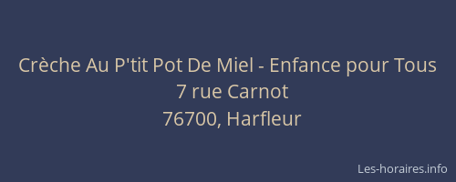 Crèche Au P'tit Pot De Miel - Enfance pour Tous