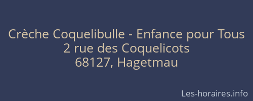 Crèche Coquelibulle - Enfance pour Tous
