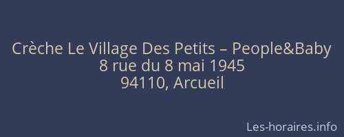 Crèche Le Village Des Petits – People&Baby