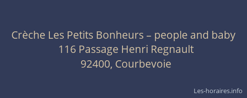 Crèche Les Petits Bonheurs – people and baby