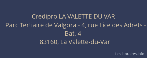 Credipro LA VALETTE DU VAR