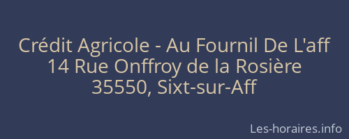 Crédit Agricole - Au Fournil De L'aff