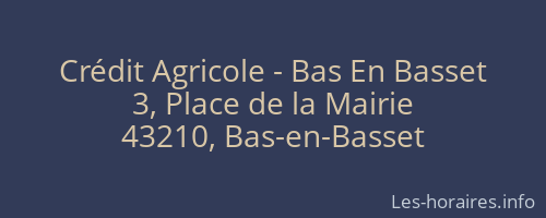 Crédit Agricole - Bas En Basset