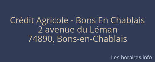 Crédit Agricole - Bons En Chablais