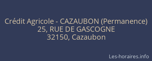 Crédit Agricole - CAZAUBON (Permanence)