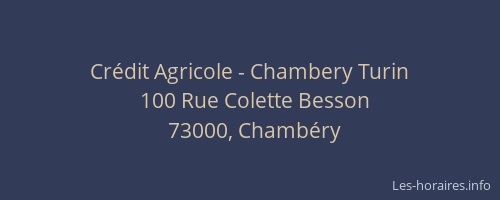 Crédit Agricole - Chambery Turin