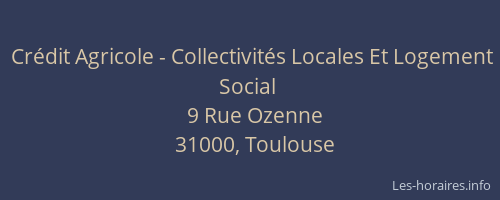 Crédit Agricole - Collectivités Locales Et Logement Social