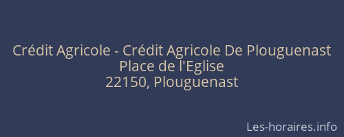 Crédit Agricole - Crédit Agricole De Plouguenast