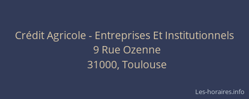 Crédit Agricole - Entreprises Et Institutionnels