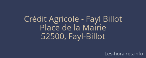 Crédit Agricole - Fayl Billot