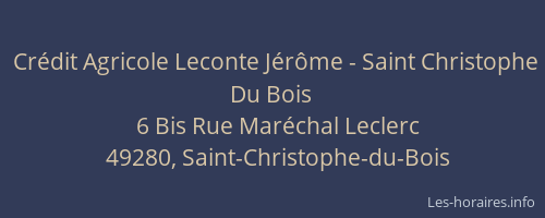 Crédit Agricole Leconte Jérôme - Saint Christophe Du Bois
