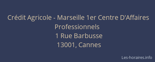 Crédit Agricole - Marseille 1er Centre D'Affaires Professionnels