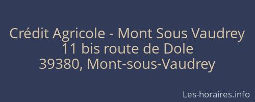 Crédit Agricole - Mont Sous Vaudrey