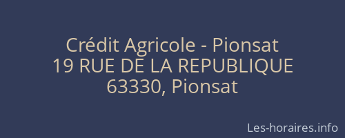 Crédit Agricole - Pionsat