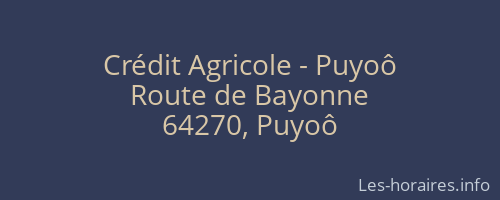 Crédit Agricole - Puyoô